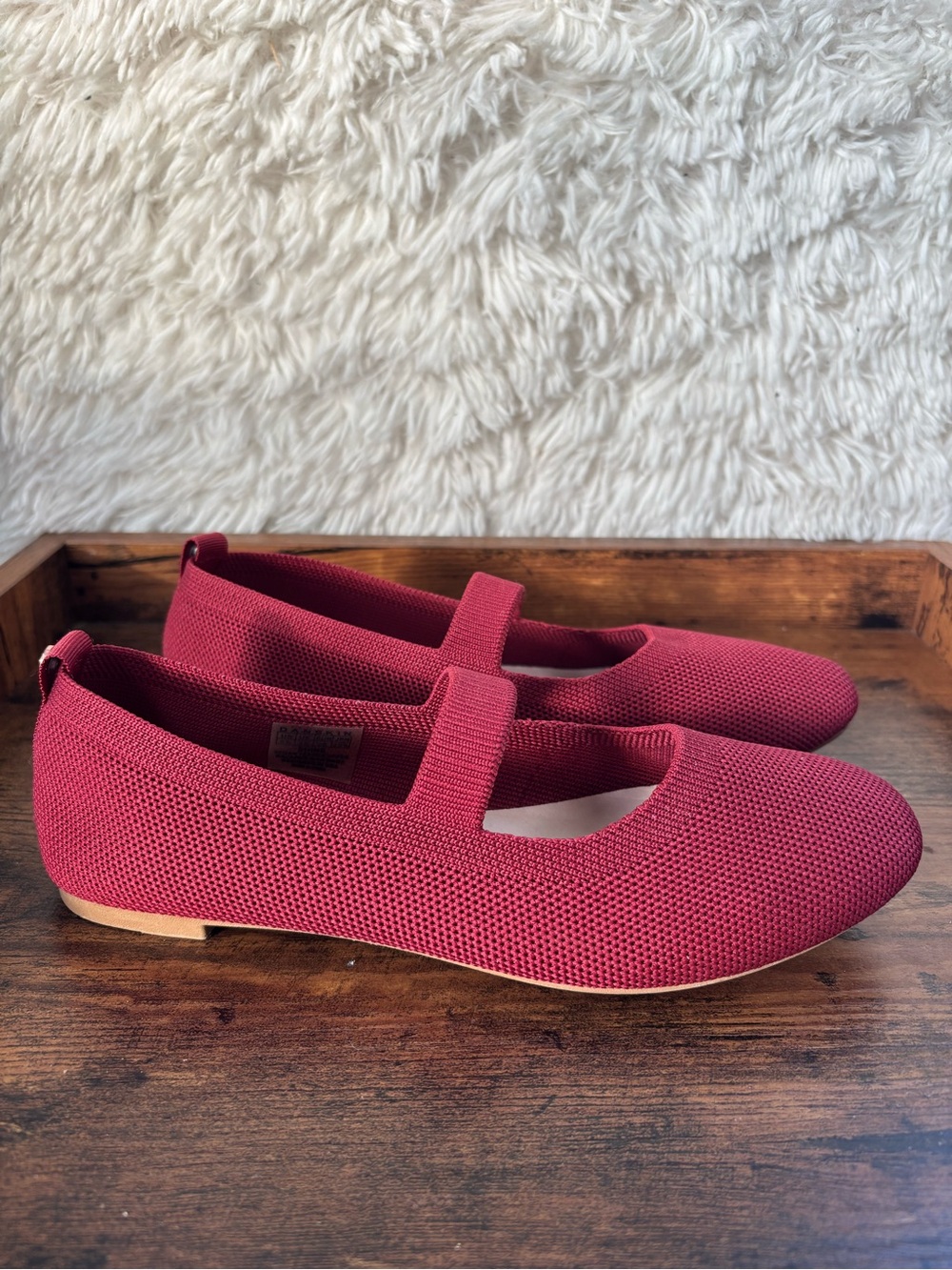 Danskin Burgundy Knit Mary Jane Flats